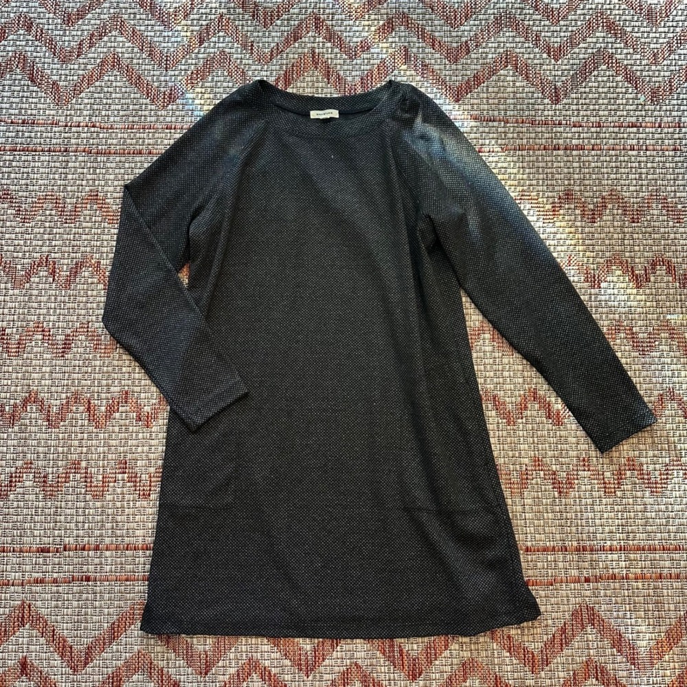 MAX STUDIO | Women's Charcoal Textured Knit Long Sleeve Casual Dress, Size L